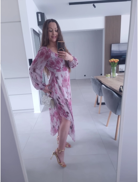 Sukienka OLIVIA MIDI  koktajlowa w kwiaty