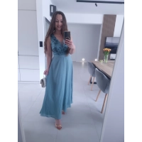 Sukienka CHARLOTTA MAXI szmaragdowa koronka wieczorowa