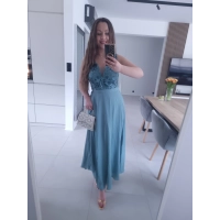 Sukienka CHARLOTTA MAXI szmaragdowa koronka wieczorowa