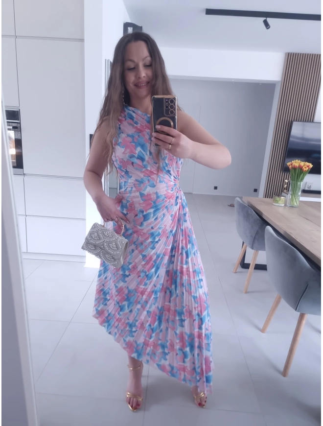 Sukienka plisowana asymetryczna M L NADIA