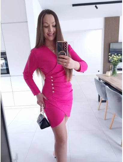 Sukienka DORISS fuksja S M koktajlowa mini