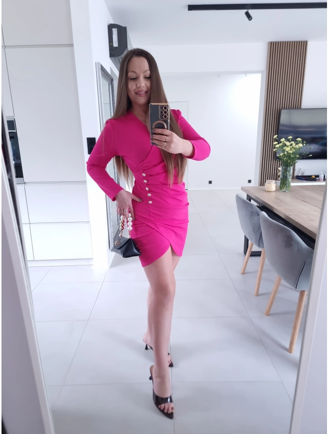 Sukienka DORISS fuksja S M koktajlowa mini