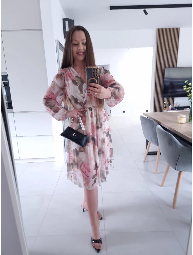 Sukienka BIANKA siateczkowa koktajlowa midi