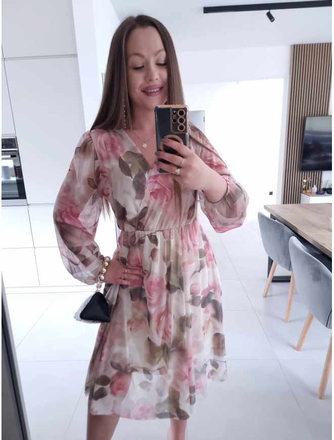 Sukienka BIANKA siateczkowa koktajlowa midi