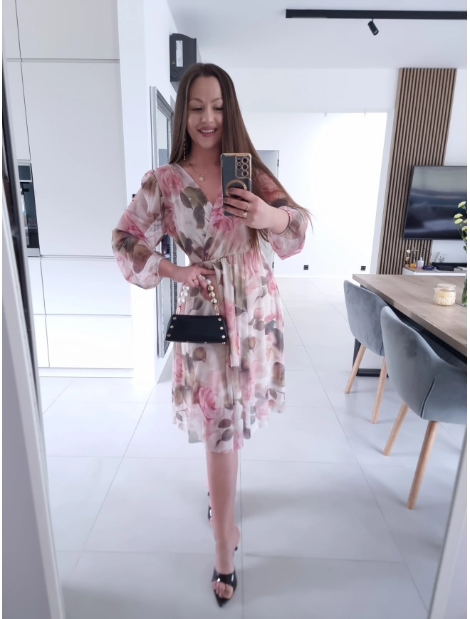 Sukienka BIANKA siateczkowa koktajlowa midi