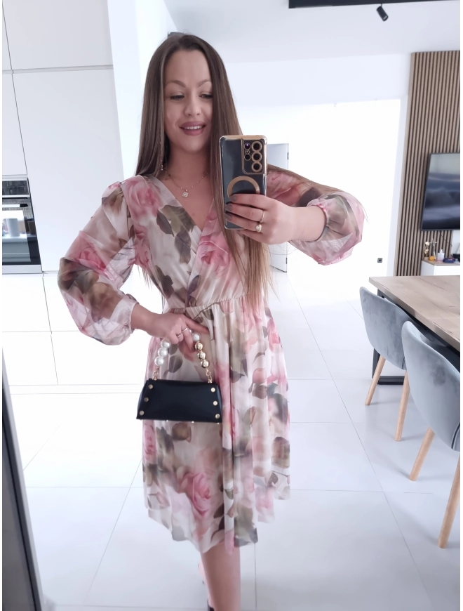 Sukienka BIANKA siateczkowa koktajlowa midi