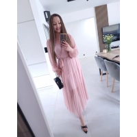 Sukienka siateczkowa SOFIA MAXI brudny róż L XL XXL