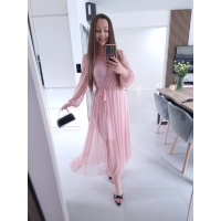 Sukienka siateczkowa SOFIA MAXI brudny róż L XL XXL