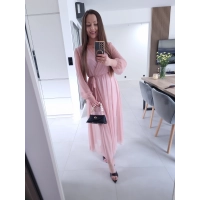 Sukienka siateczkowa SOFIA MAXI brudny róż L XL XXL