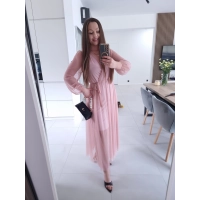 Sukienka siateczkowa SOFIA MAXI brudny róż L XL XXL