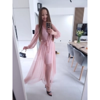 Sukienka siateczkowa SOFIA MAXI brudny róż L XL XXL