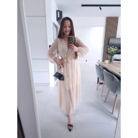 Sukienka siateczkowa SOFIA MAXI beżowa L XL XXL