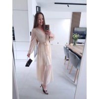 Sukienka siateczkowa SOFIA MAXI beżowa L XL XXL