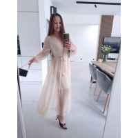 Sukienka siateczkowa SOFIA MAXI beżowa L XL XXL