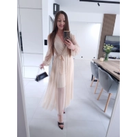 Sukienka siateczkowa SOFIA MAXI beżowa L XL XXL