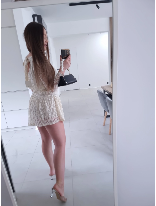 Sukienka koronkowa KORNELIA kremowa mini