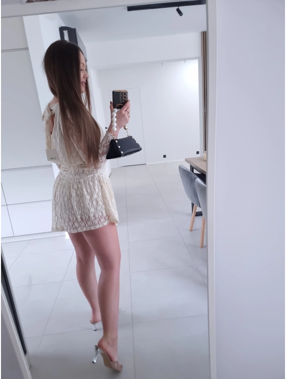 Sukienka koronkowa KORNELIA kremowa mini