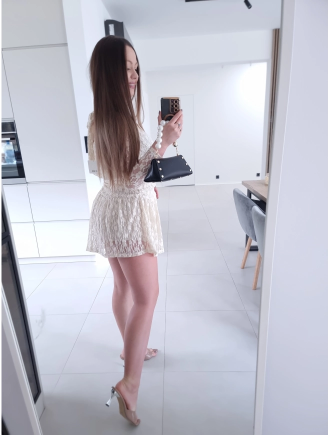Sukienka koronkowa KORNELIA kremowa mini