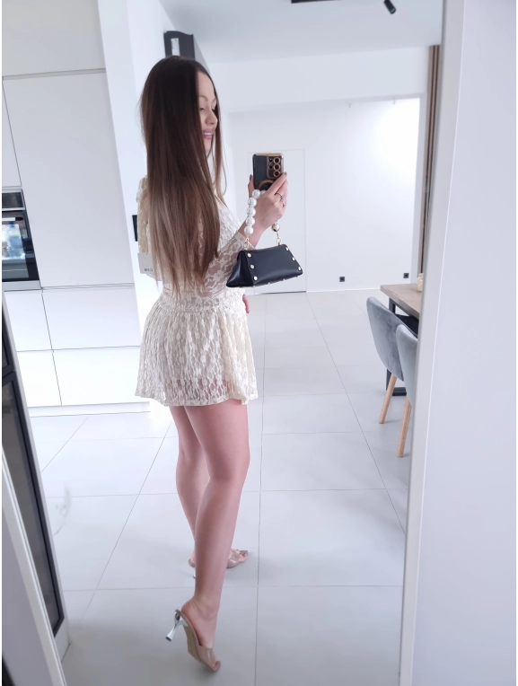 Sukienka koronkowa KORNELIA kremowa mini