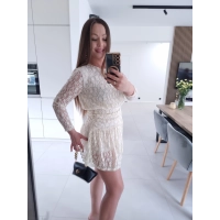 Sukienka koronkowa KORNELIA kremowa mini