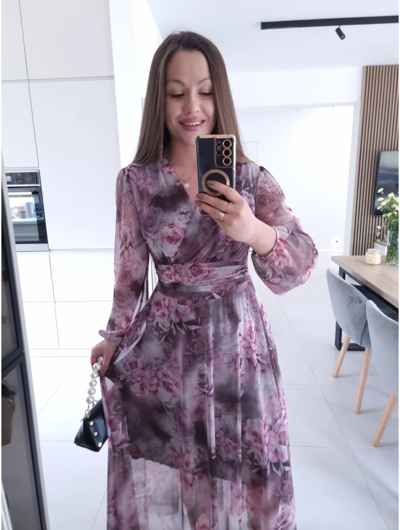 Sukienka OLENA MAXI taliowana siateczkowa S M L XL