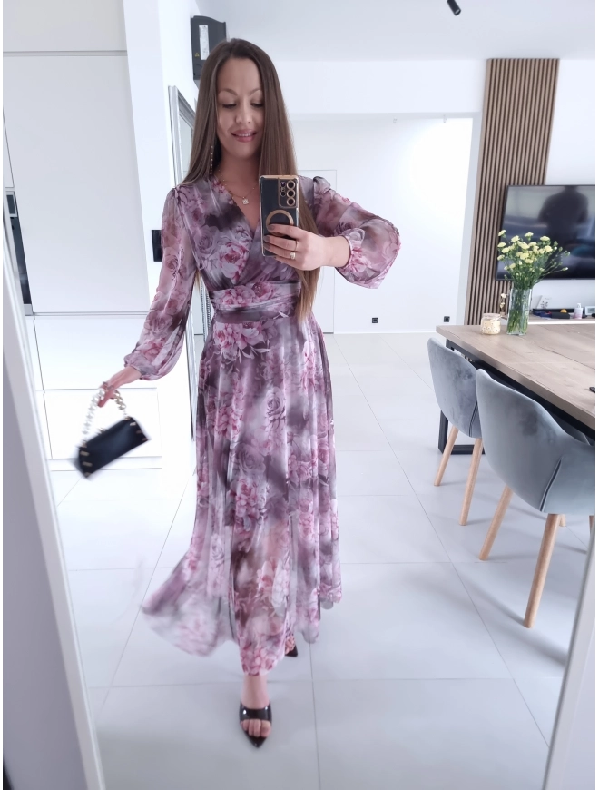 Sukienka OLENA MAXI taliowana siateczkowa S M L XL