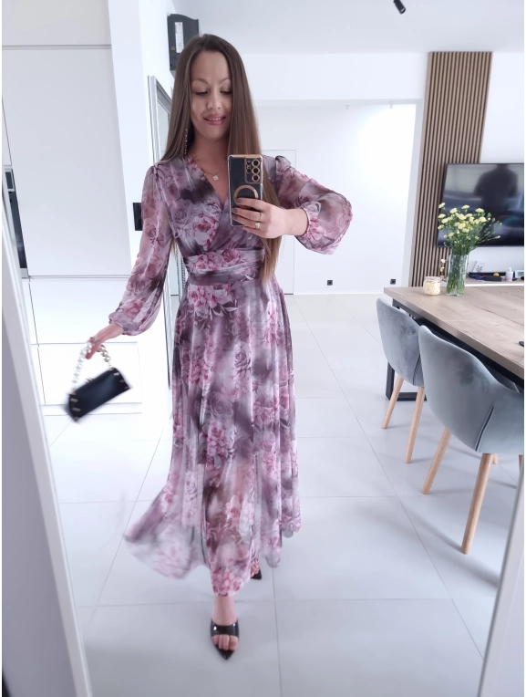 Sukienka OLENA MAXI taliowana siateczkowa S M L XL