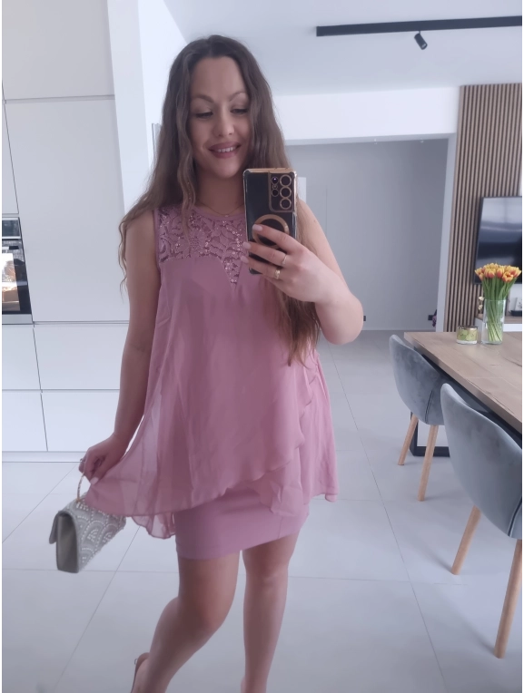 Sukienka BLANCA oversize mini elegancka róż