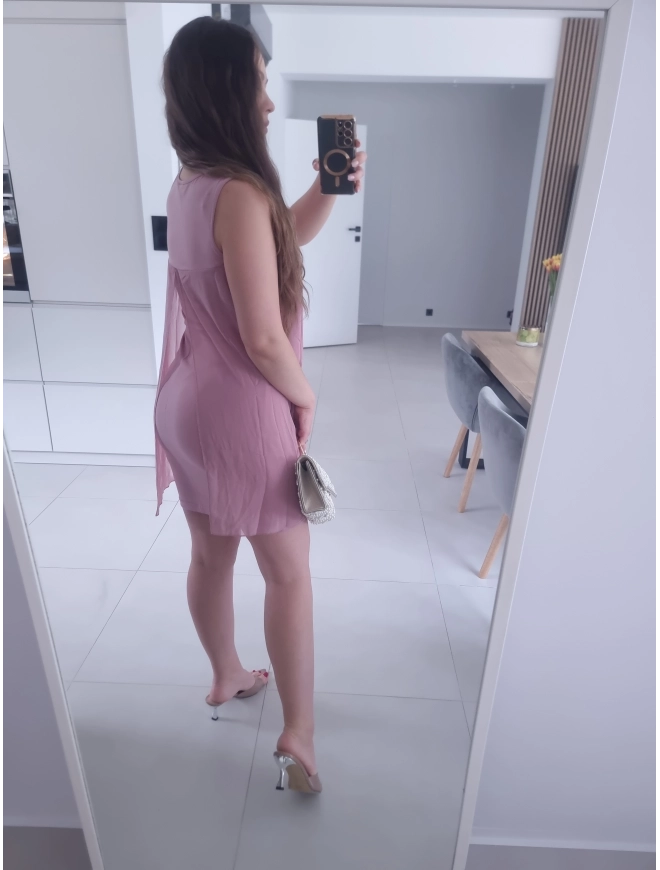 Sukienka BLANCA oversize mini elegancka róż