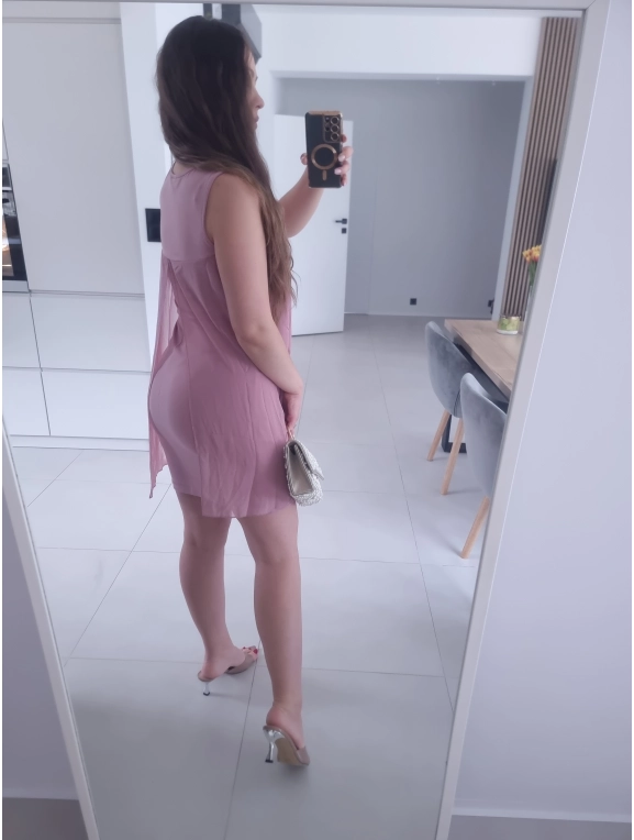 Sukienka BLANCA oversize mini elegancka róż