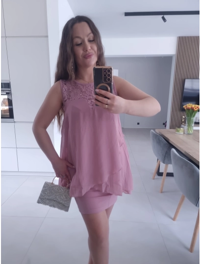 Sukienka BLANCA oversize mini elegancka róż