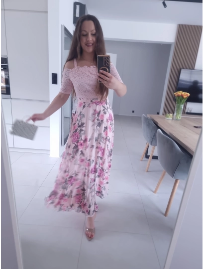 Sukienka PAULA MAXI koronkowa w kwiaty