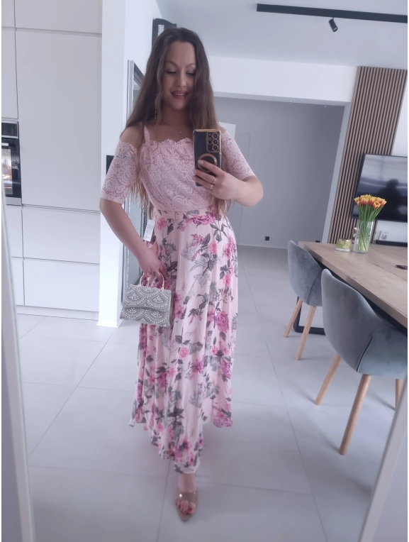 Sukienka PAULA MAXI koronkowa w kwiaty