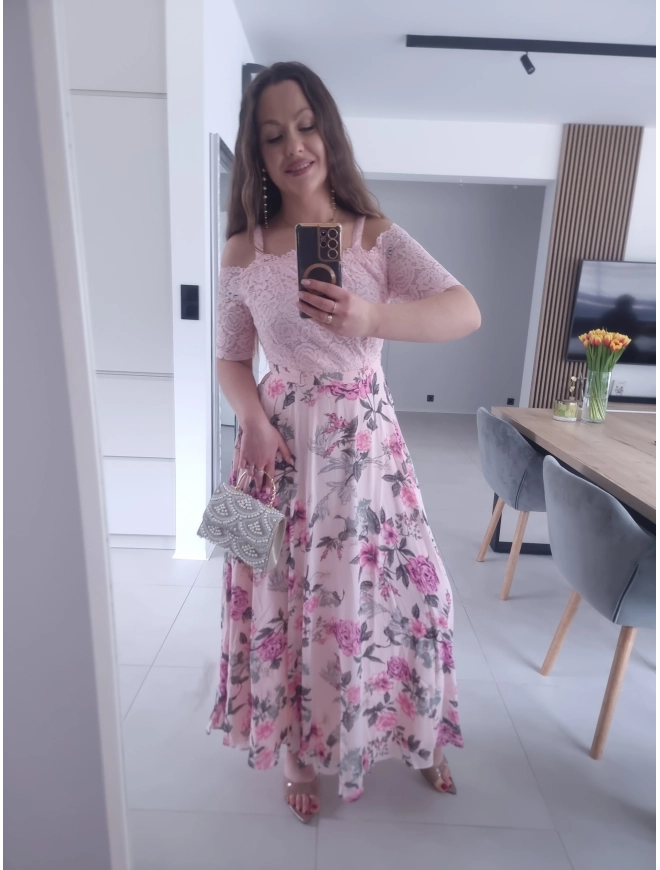 Sukienka PAULA MAXI koronkowa w kwiaty