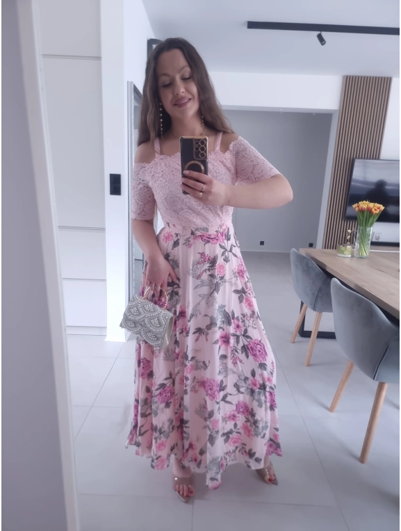 Sukienka PAULA MAXI koronkowa w kwiaty