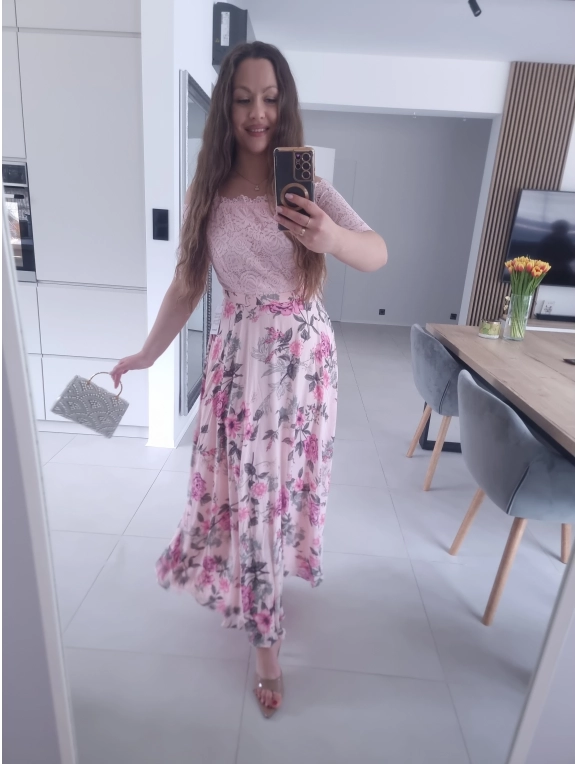 Sukienka PAULA MAXI koronkowa w kwiaty