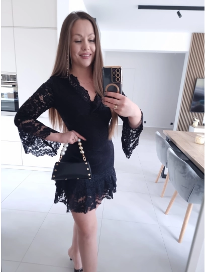 Sukienka koronkowa TESA BLACK mini XS S M