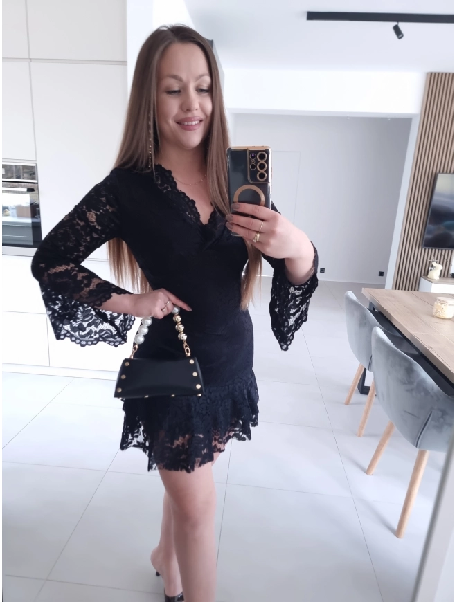 Sukienka koronkowa TESA BLACK mini XS S M