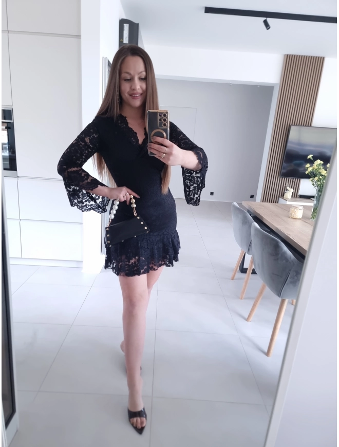Sukienka koronkowa TESA BLACK mini XS S M