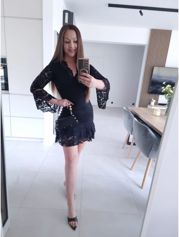 Sukienka koronkowa TESA BLACK mini XS S M
