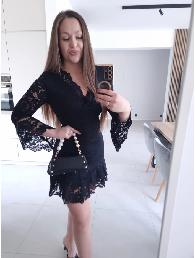 Sukienka koronkowa TESA BLACK mini XS S M