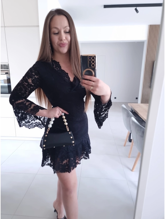 Sukienka koronkowa TESA BLACK mini XS S M
