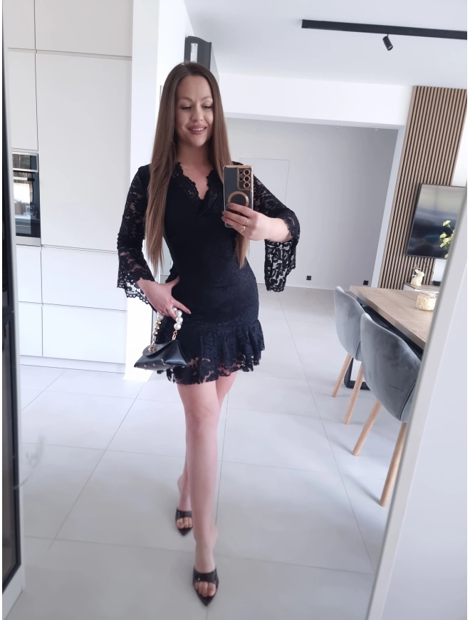 Sukienka koronkowa TESA BLACK mini XS S M