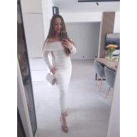 Sukienka maxi haftowana kremowa SELENA