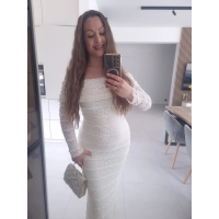 Sukienka maxi haftowana kremowa SELENA