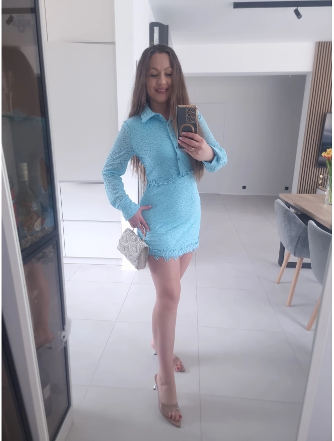 Sukienka ESTERA błętkit koronka L XL