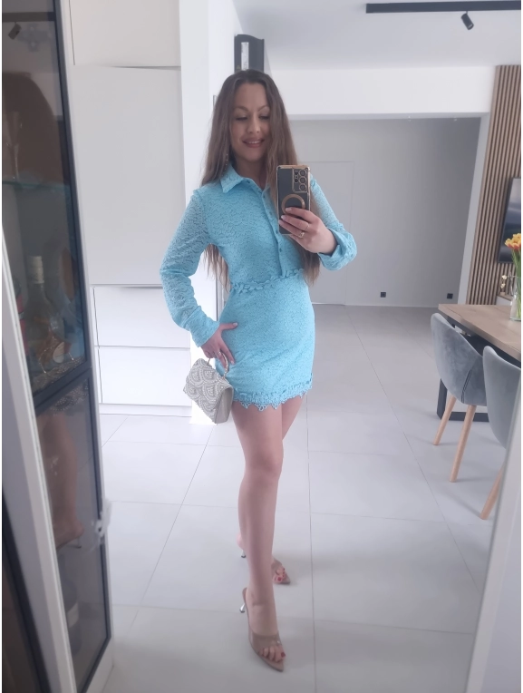 Sukienka ESTERA błętkit koronka L XL