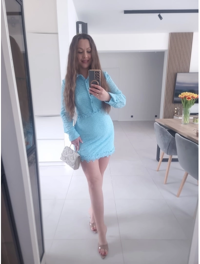 Sukienka ESTERA błętkit koronka L XL