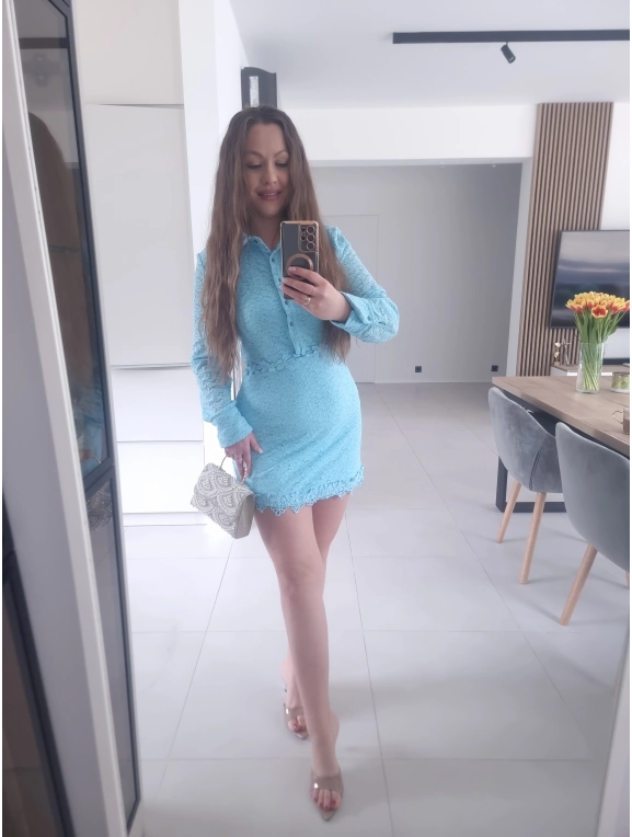 Sukienka ESTERA błętkit koronka L XL