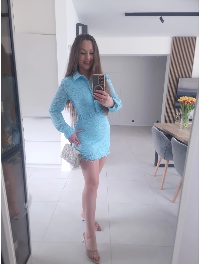 Sukienka ESTERA błętkit koronka L XL